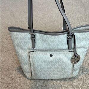 Michael Kors Cream and Gray Tote Bag